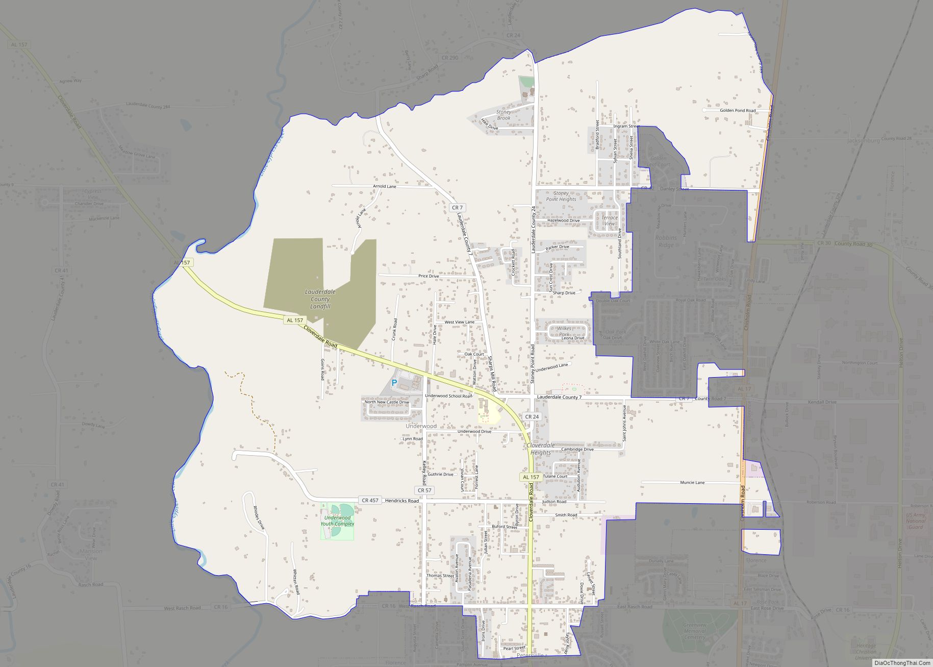 Map of Underwood-Petersville CDP