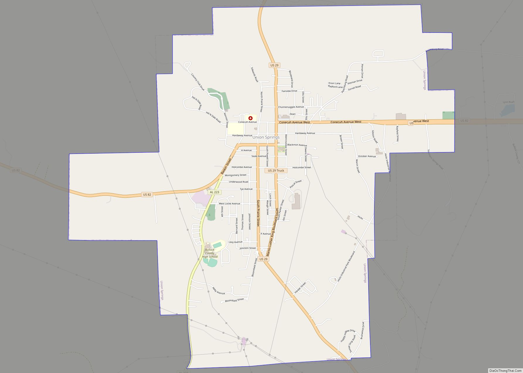 Map of Union Springs city