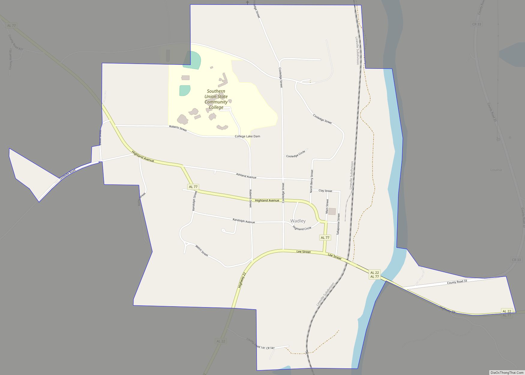 Map of Wadley town