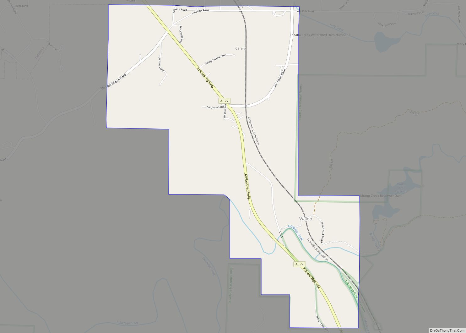 Map of Waldo town