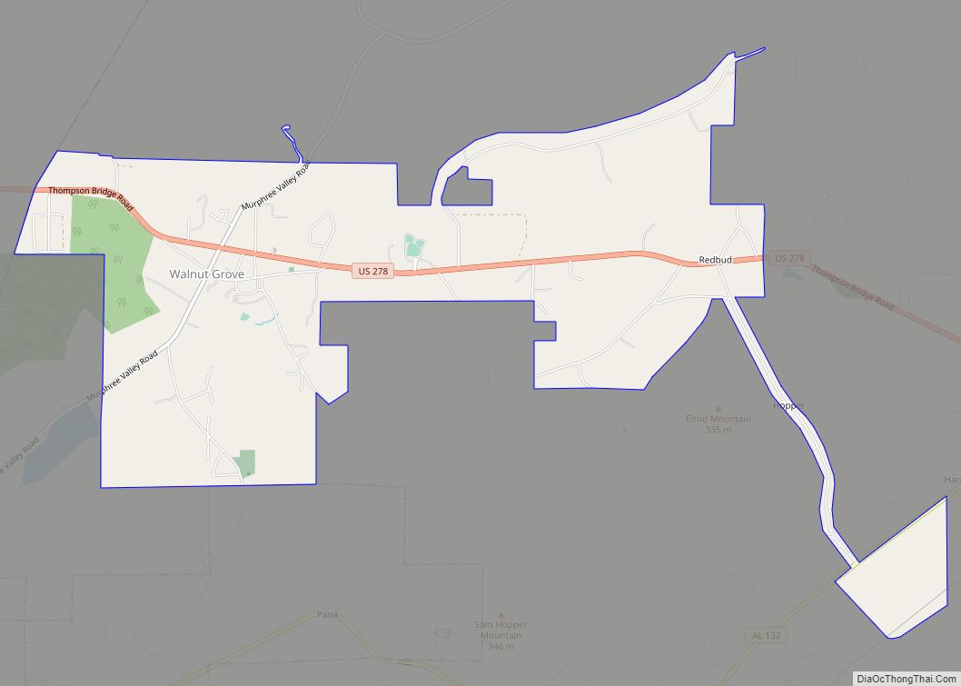 Map of Walnut Grove town