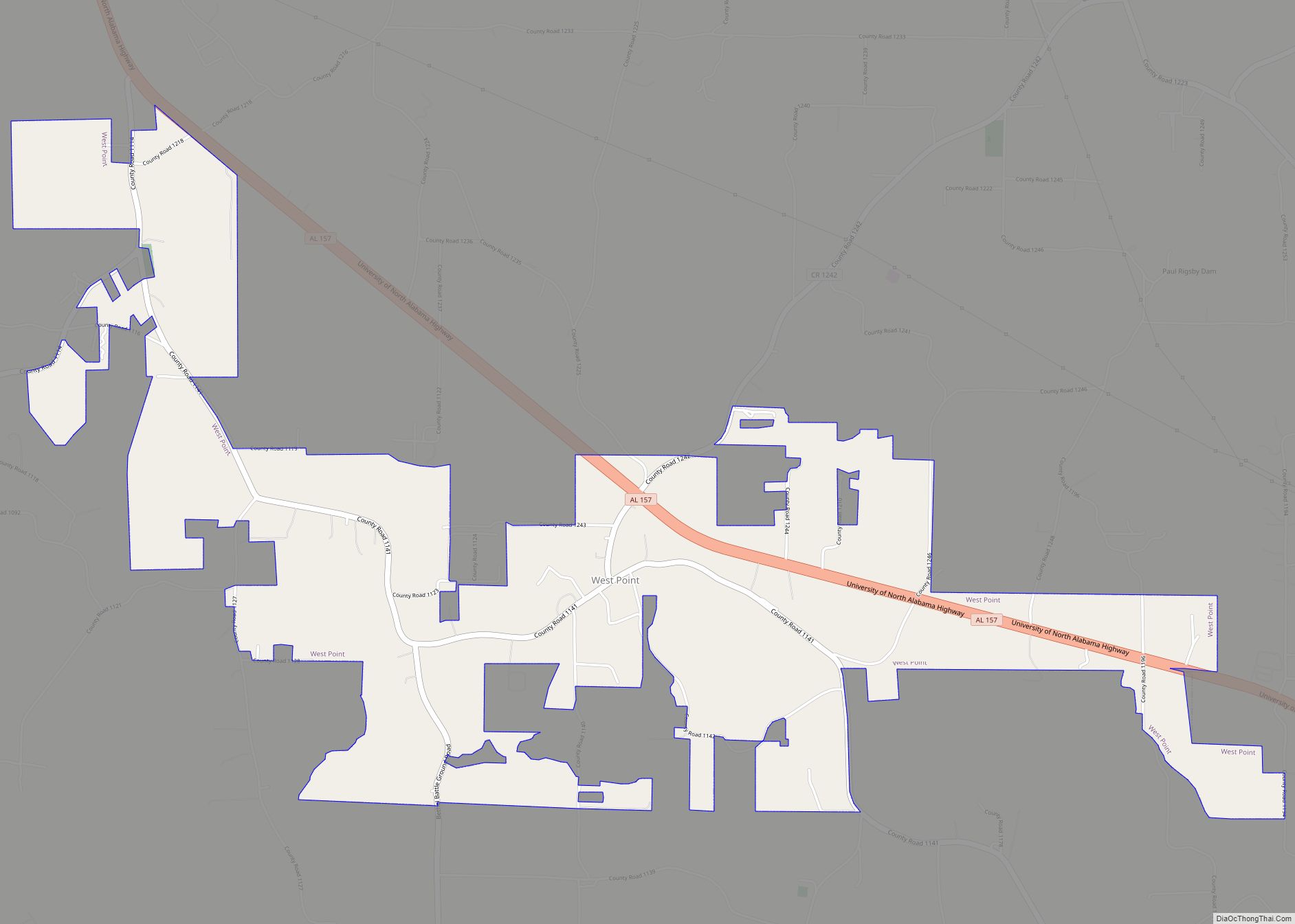 Map of West Point town