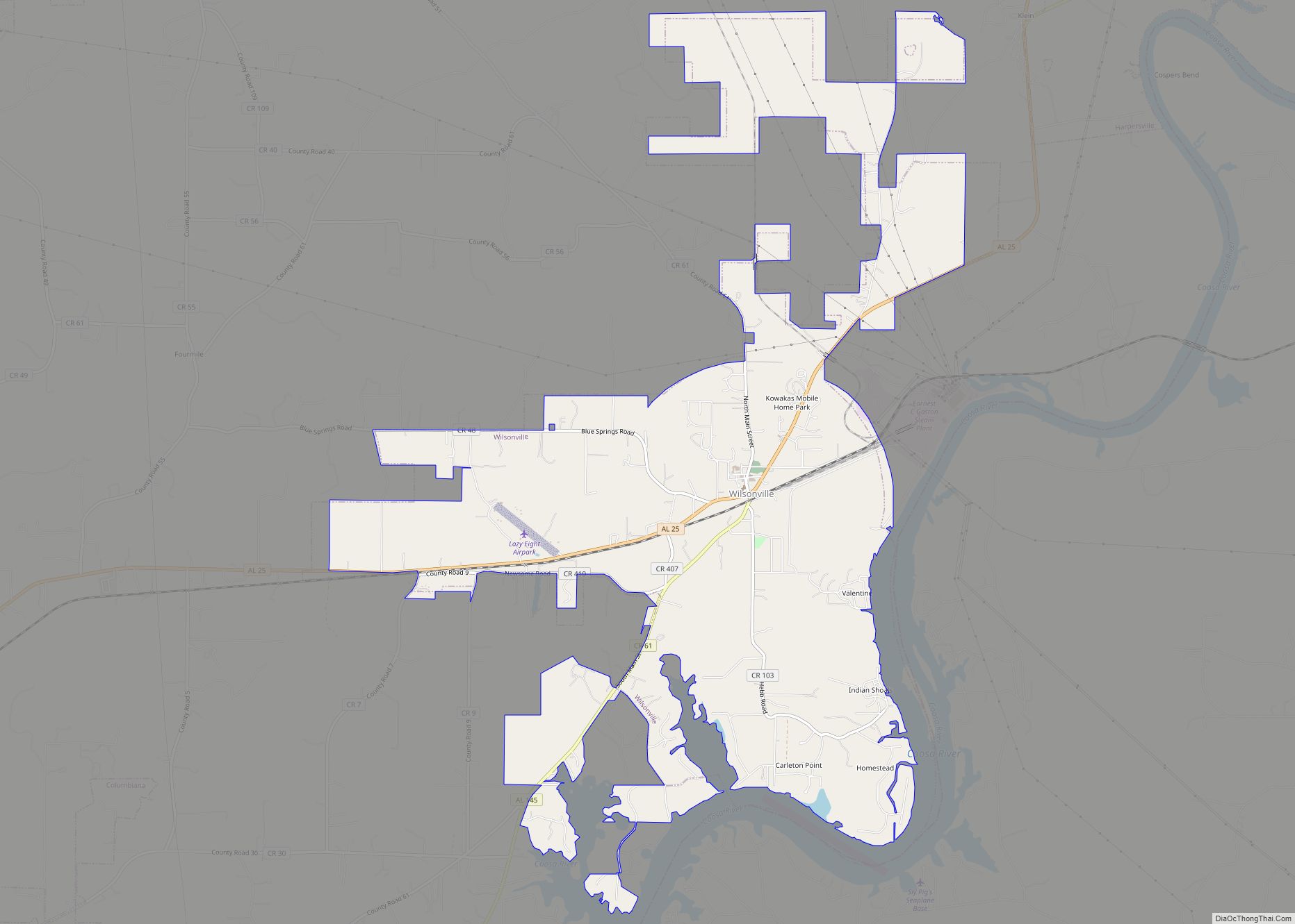 Map of Wilsonville town