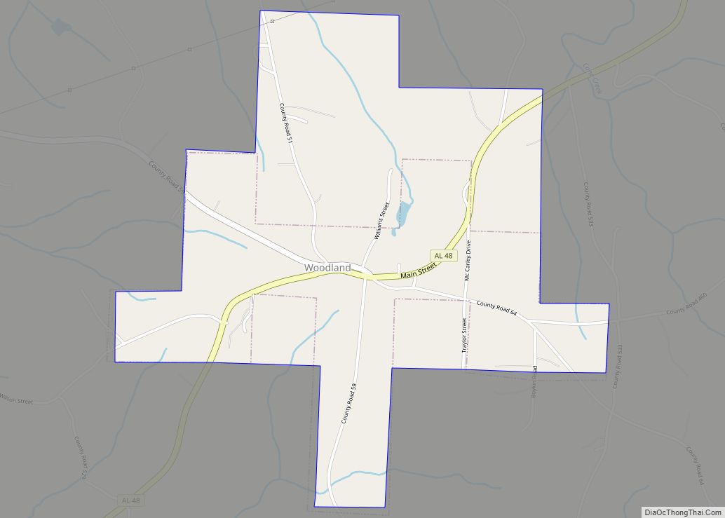 Map of Woodland town