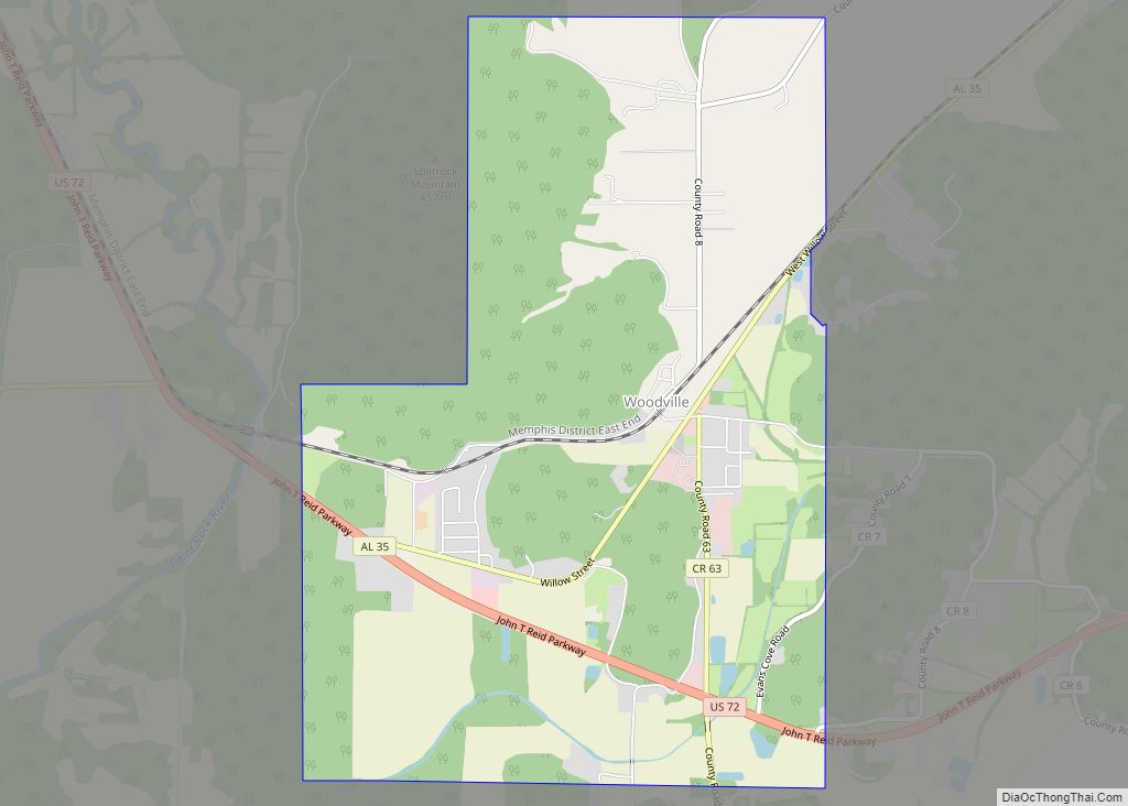 Map of Woodville town