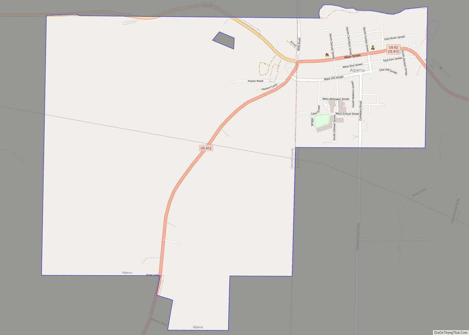 Map of Alpena town