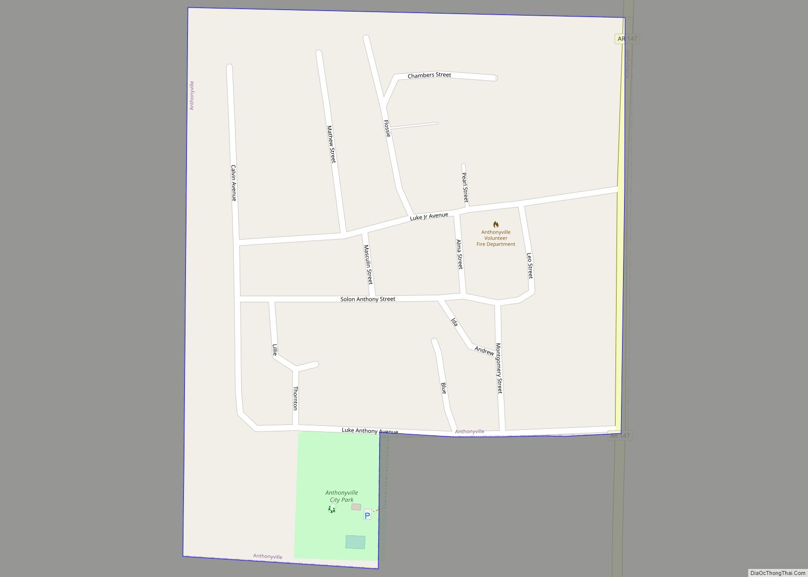 Map of Anthonyville town