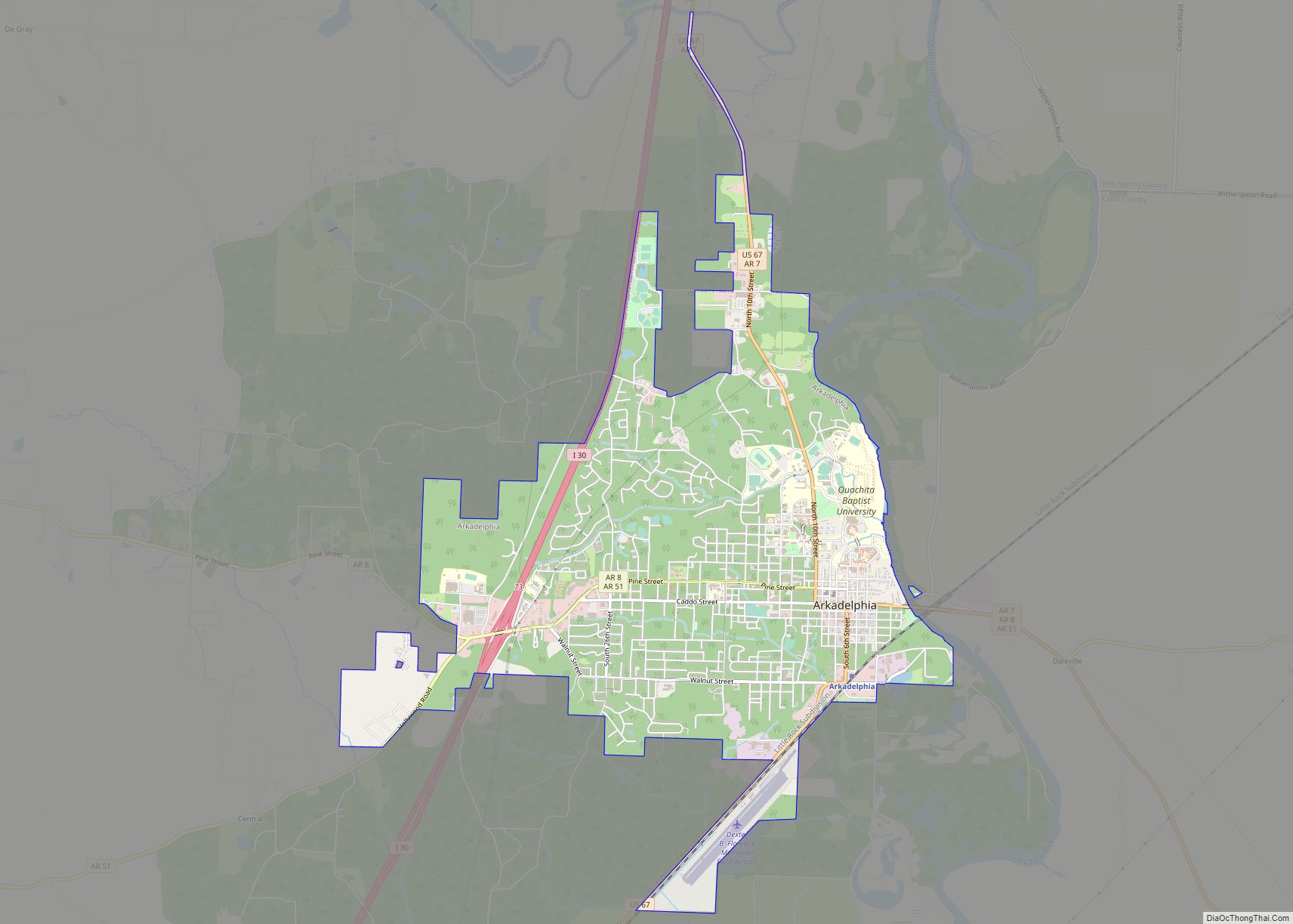 Map of Arkadelphia city