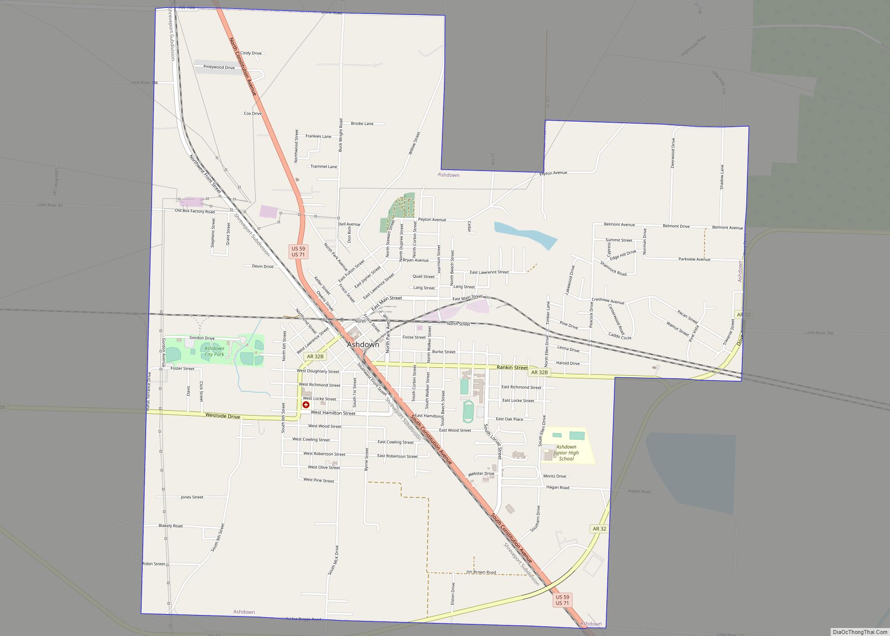 Map of Ashdown city
