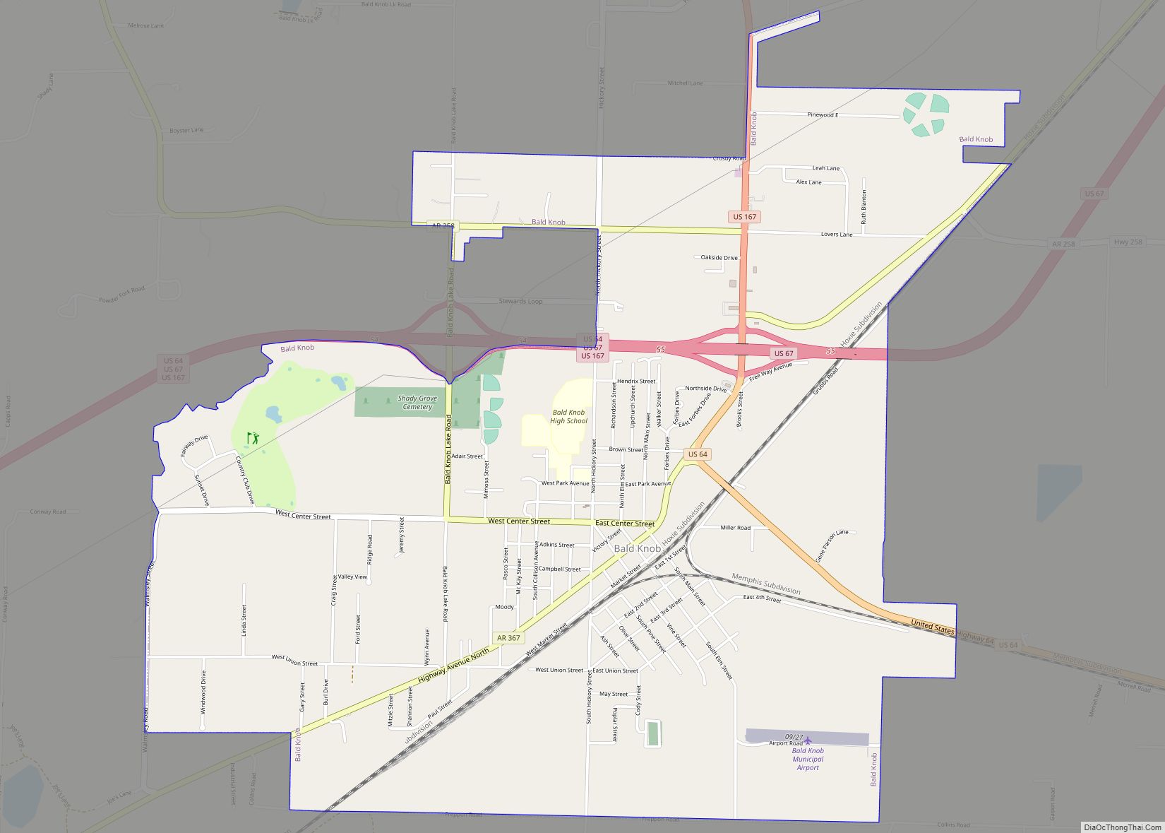 Map of Bald Knob city