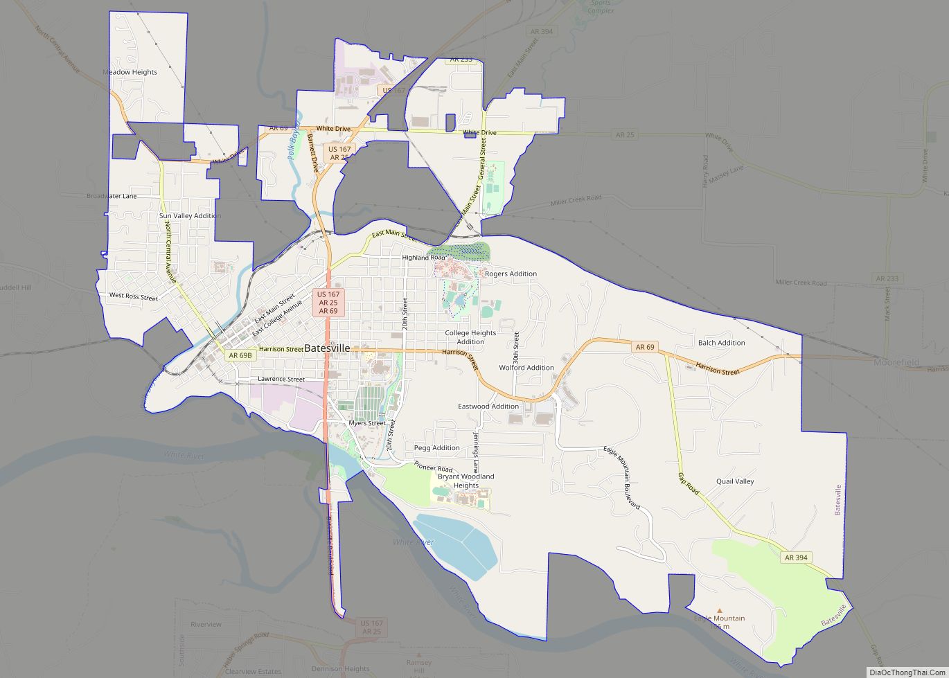 Map of Batesville city