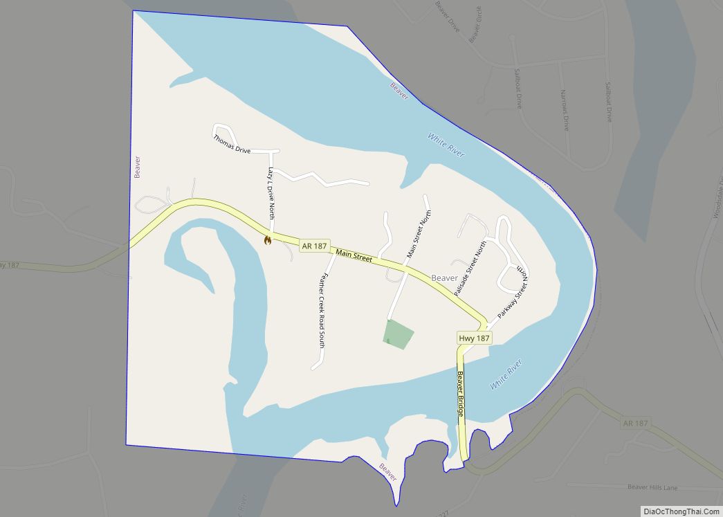 Map of Beaver town, Arkansas