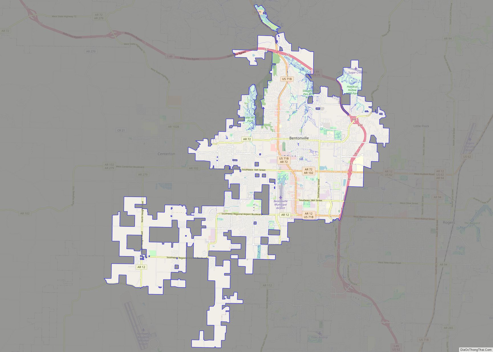 Map of Bentonville city