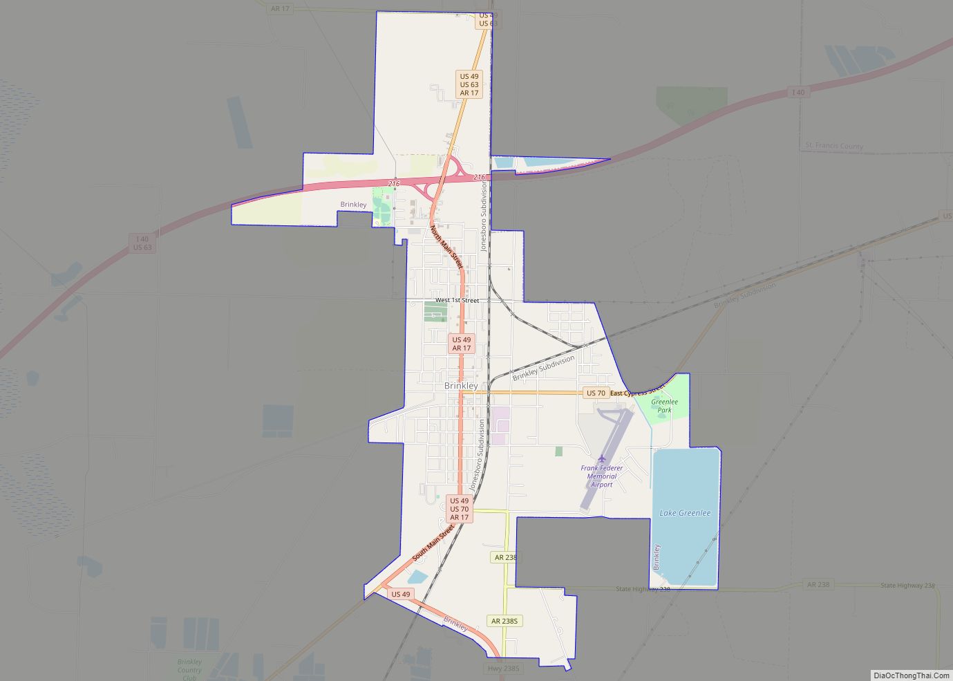 Map of Brinkley city