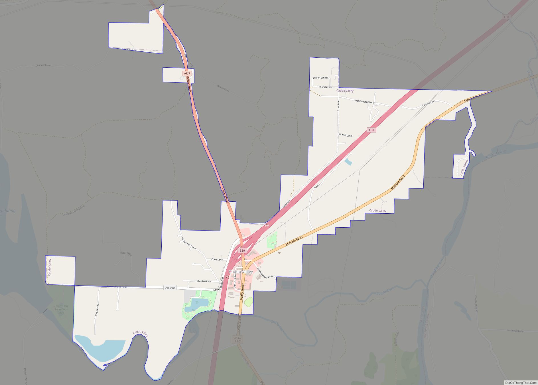 Map of Caddo Valley town