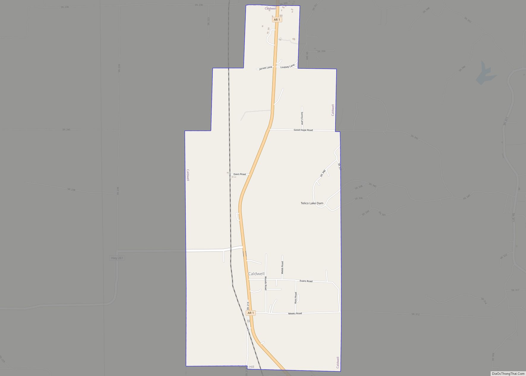 Map of Caldwell city