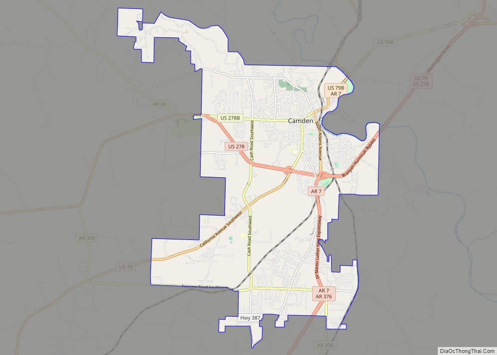 Map of Camden city, Arkansas