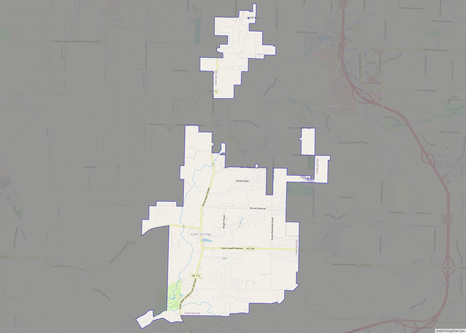 Map of Cave Springs city