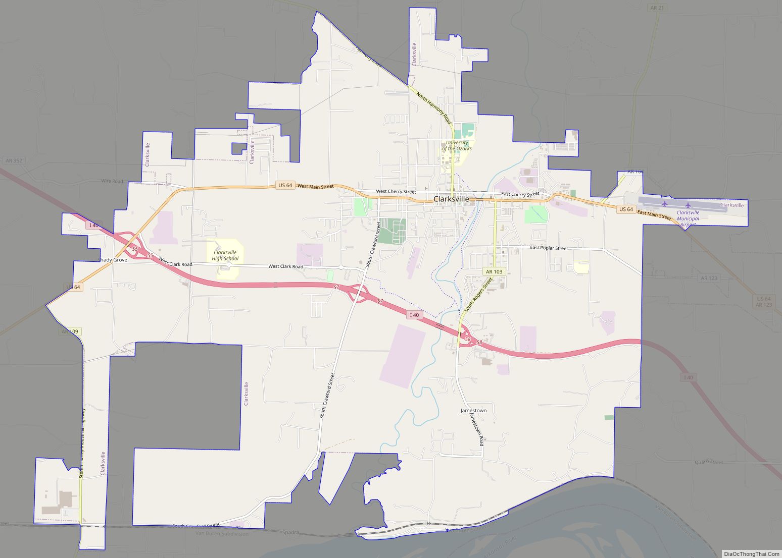 Map of Clarksville city