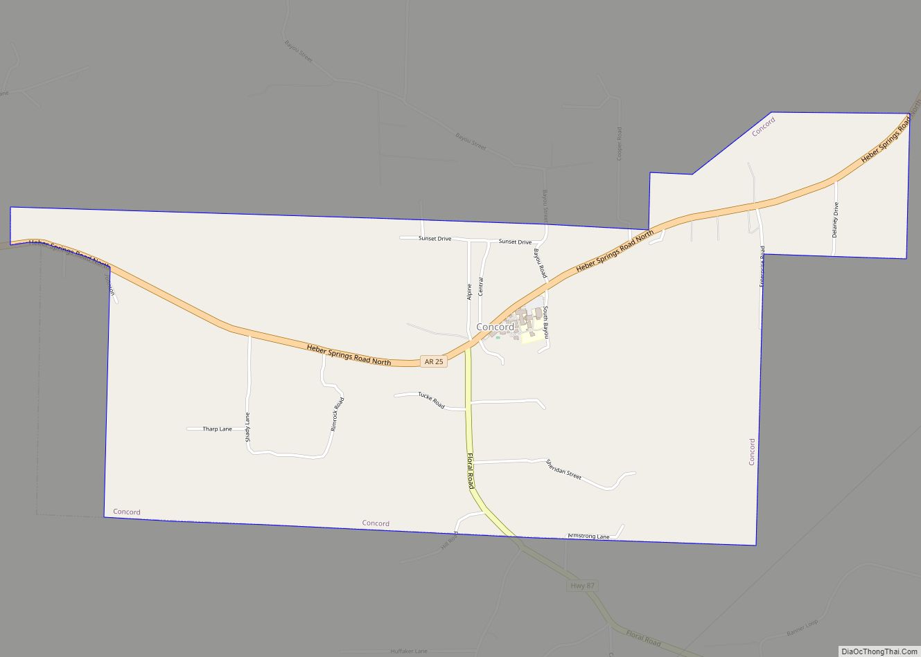 Map of Concord town, Arkansas