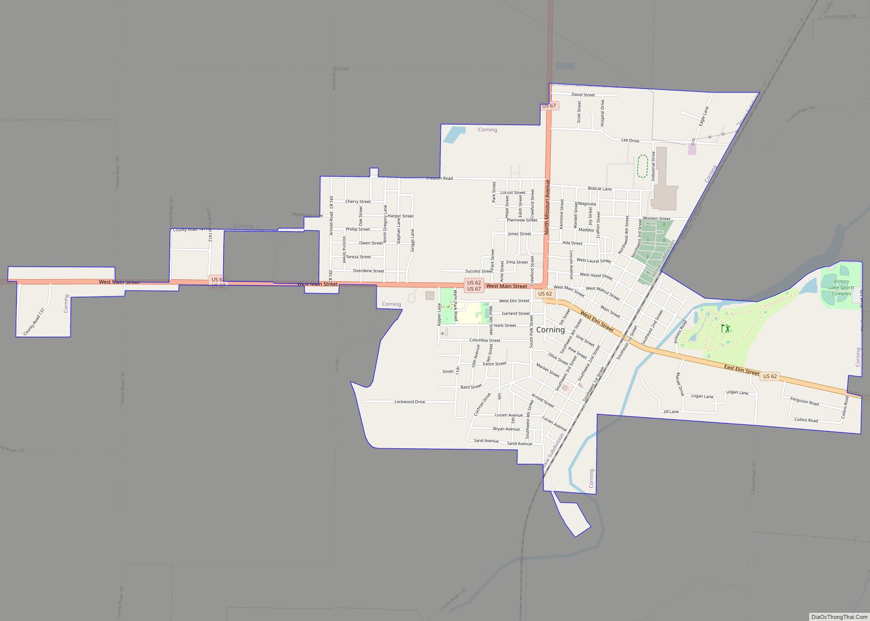 Map of Corning city