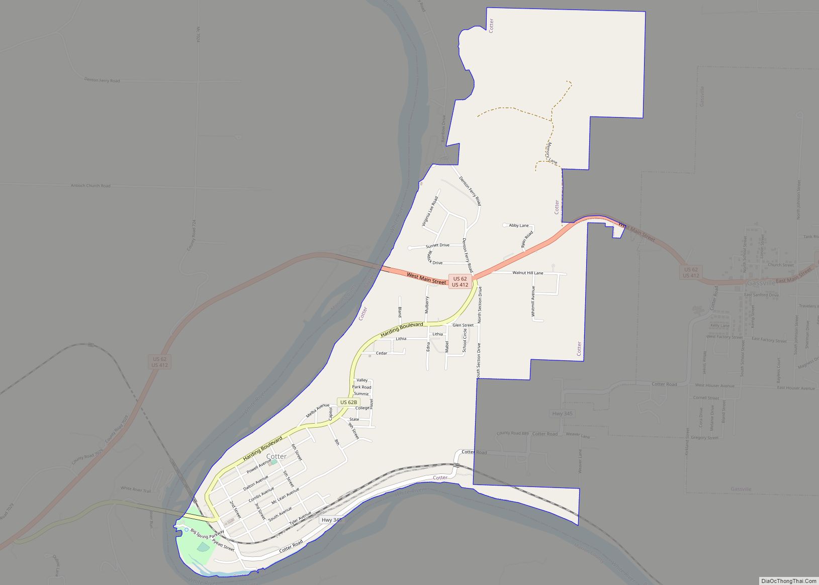 Map of Cotter city