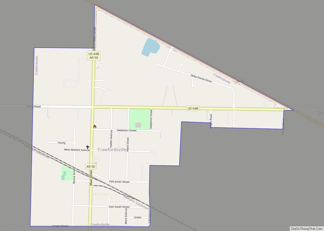 Map of Crawfordsville town