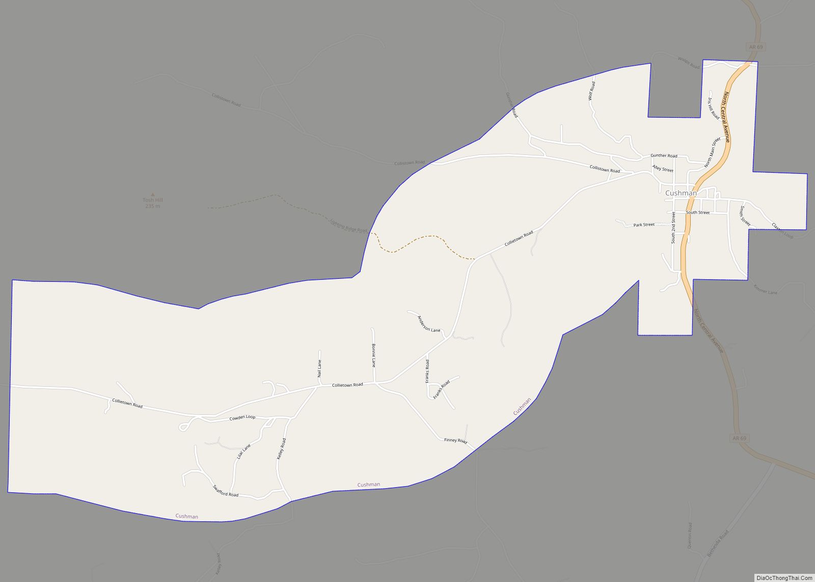 Map of Cushman city