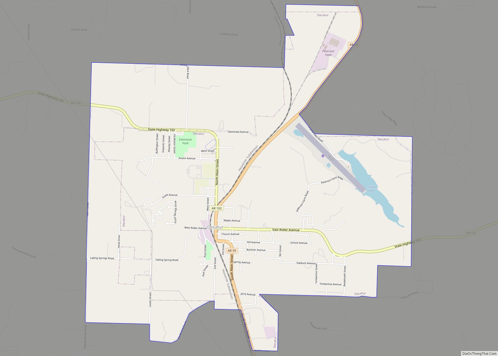 Map of Decatur city, Arkansas