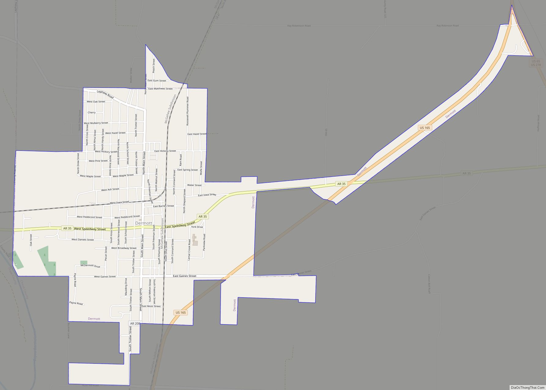 Map of Dermott city