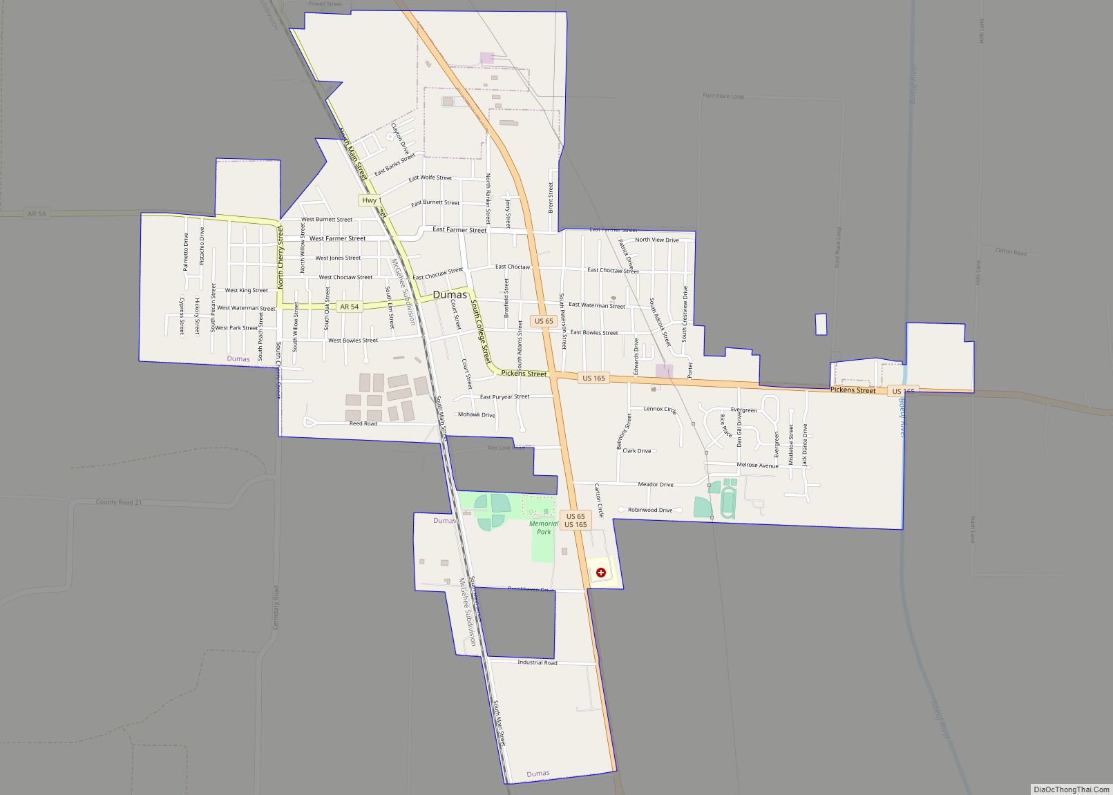 Map of Dumas city