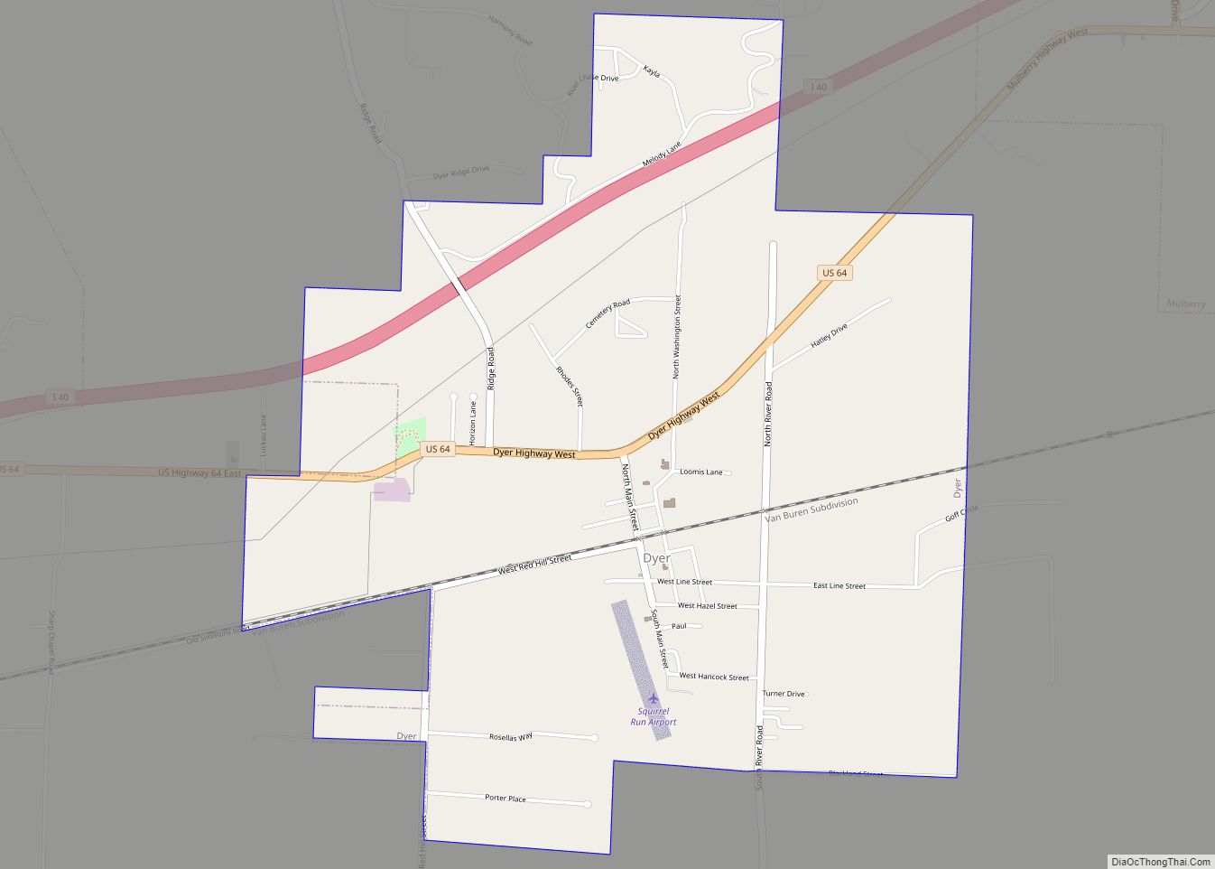 Map of Dyer city