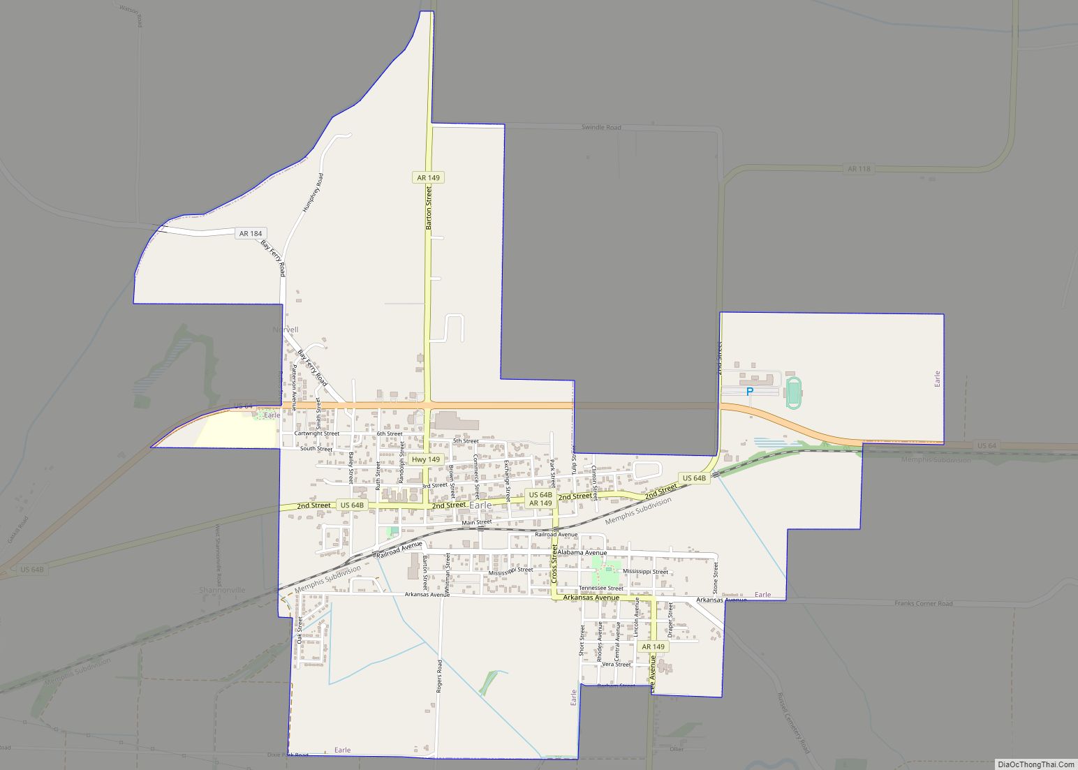 Map of Earle city