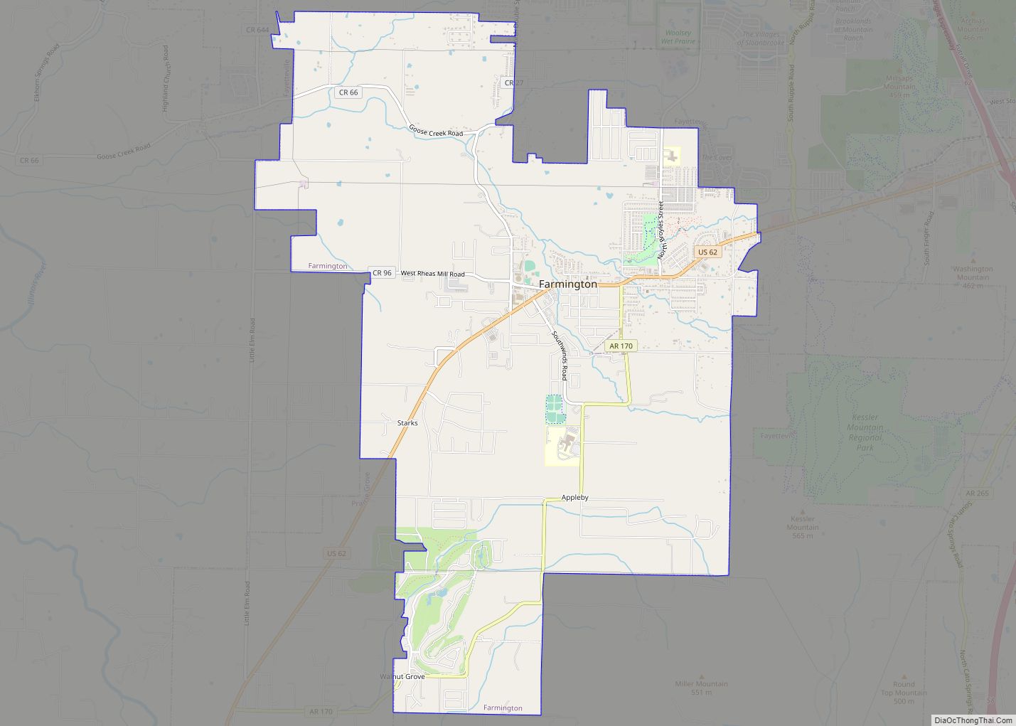 Map of Farmington city