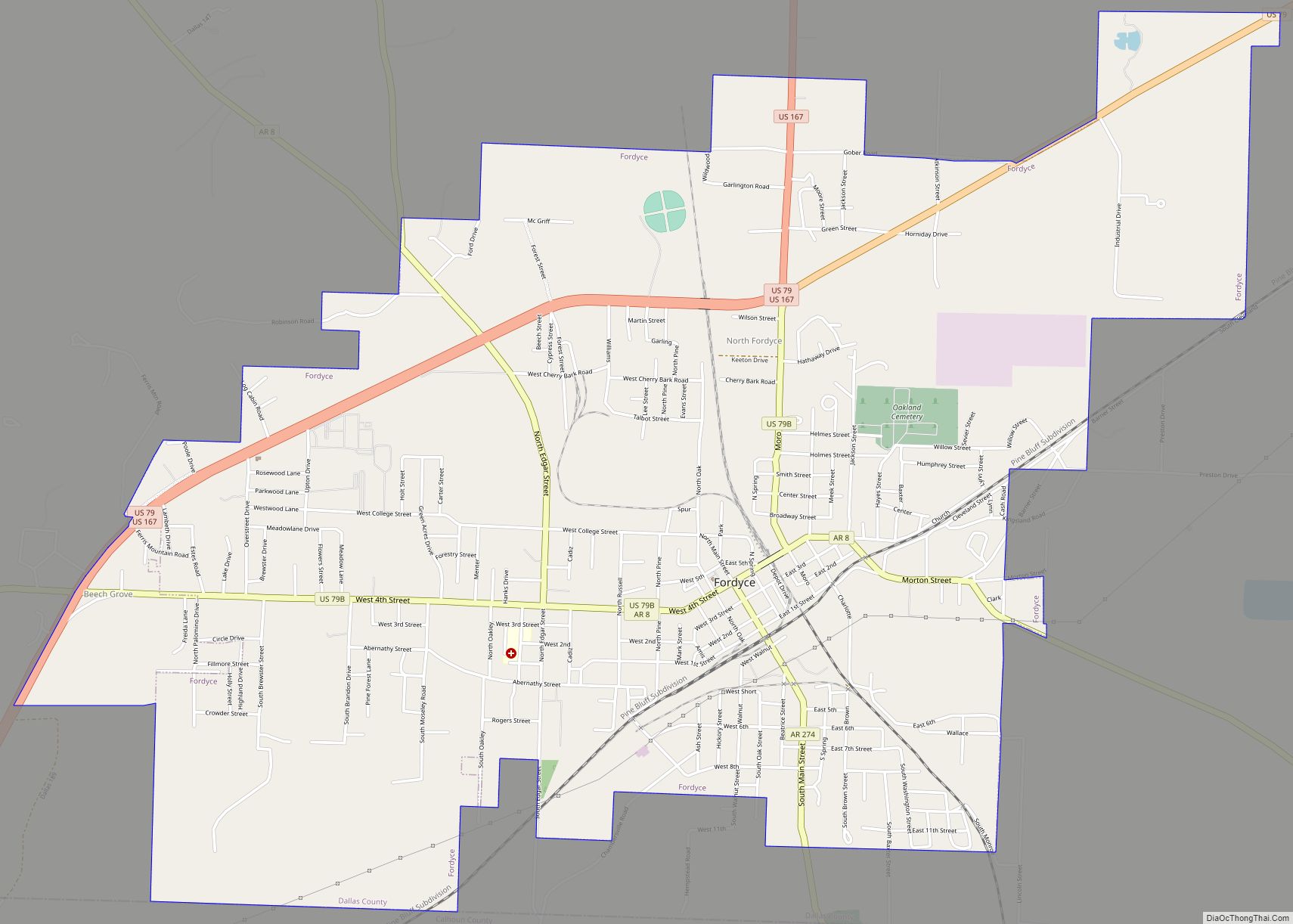 Map of Fordyce city