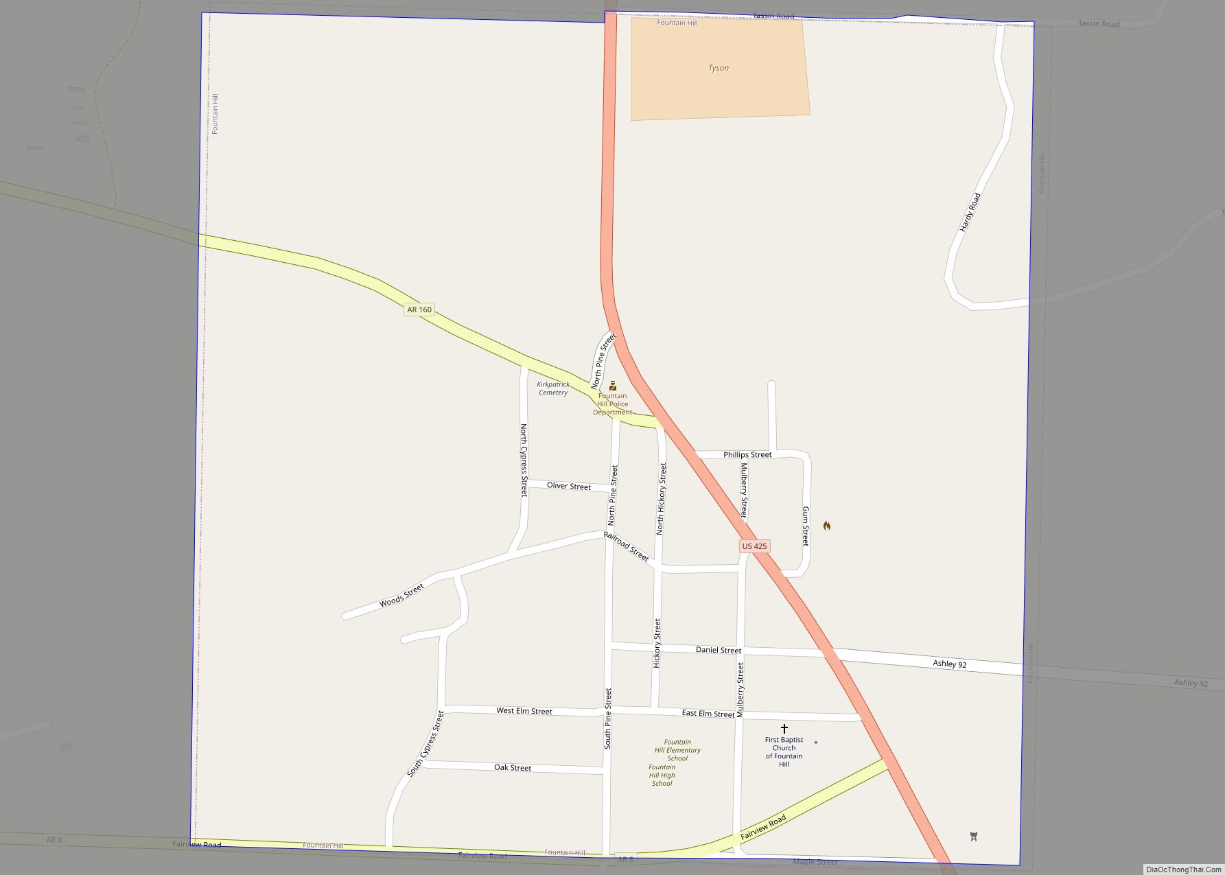 Map of Fountain Hill town