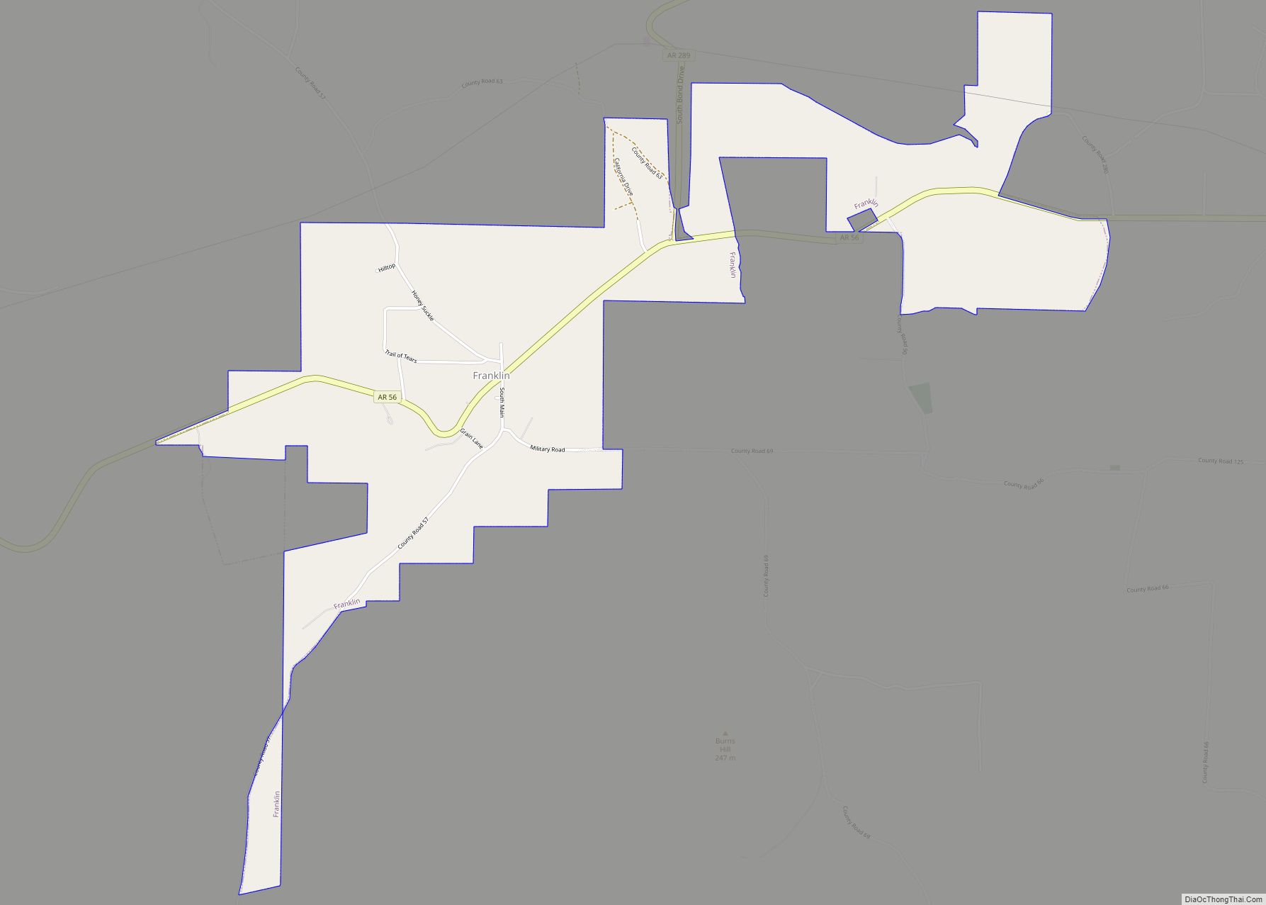 Map of Franklin town, Arkansas