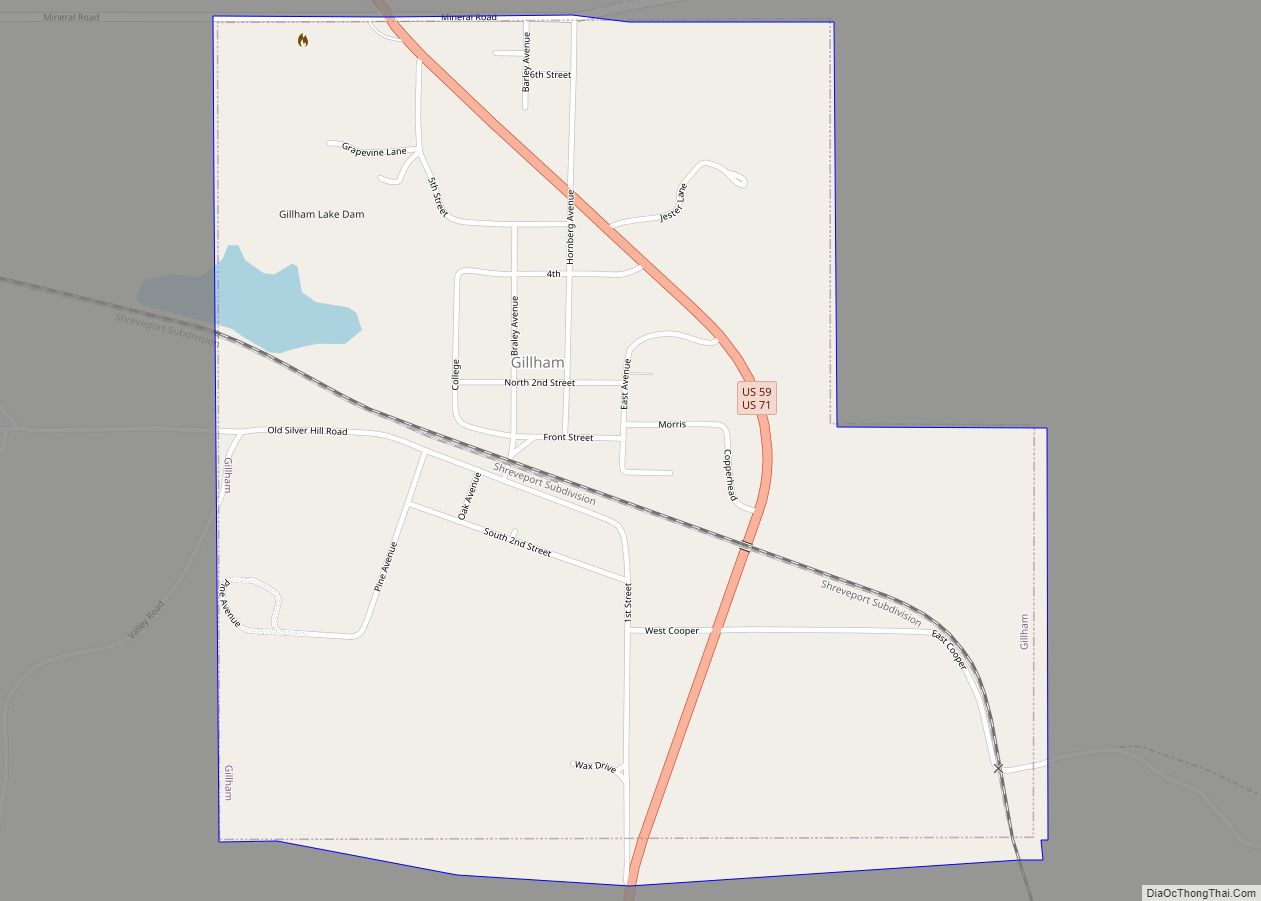 Map of Gillham town