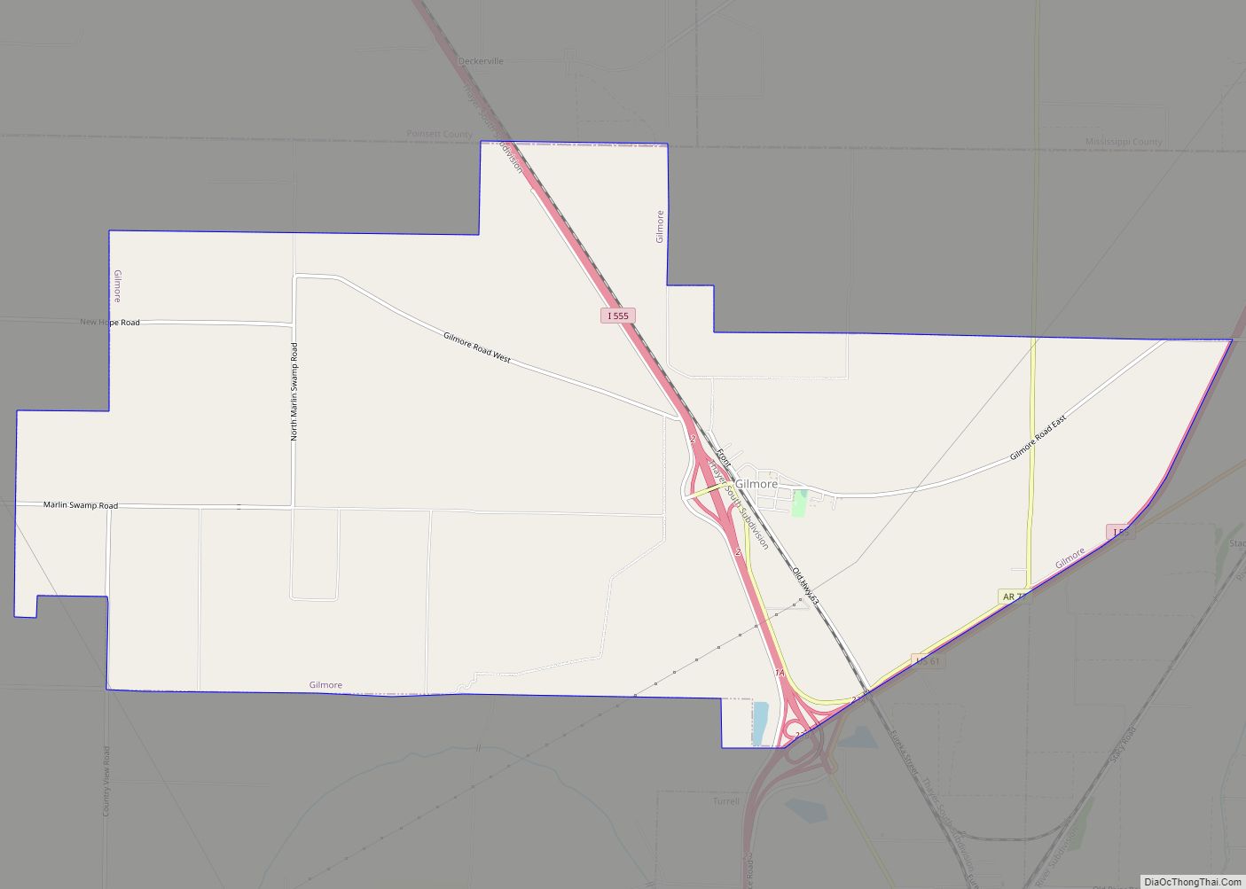 Map of Gilmore city