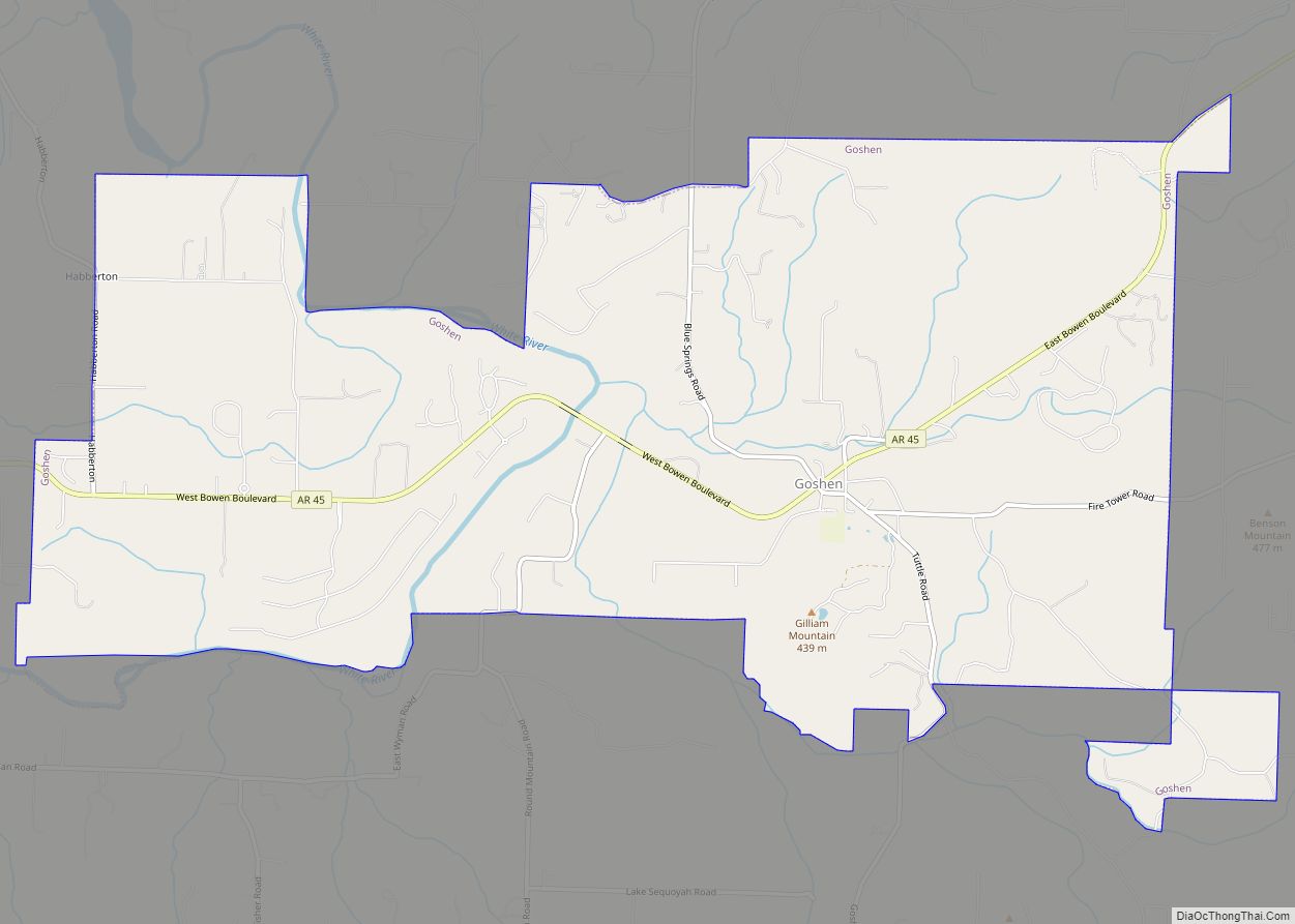 Map of Goshen town, Arkansas