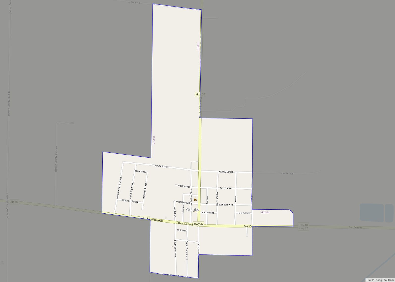 Map of Grubbs city