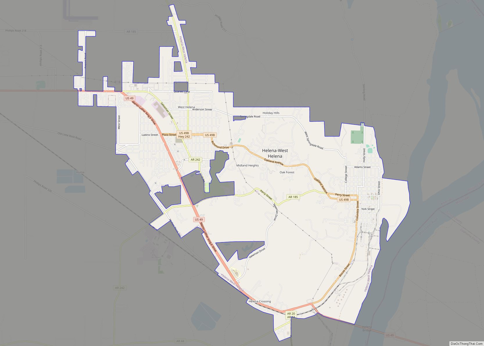 Map of Helena-West Helena city