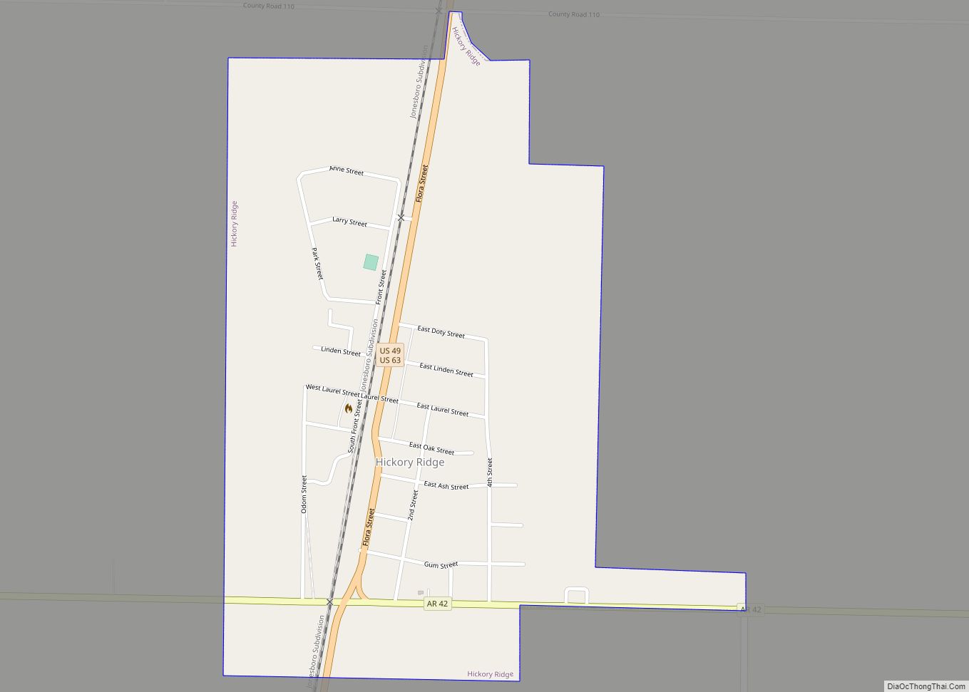 Map of Hickory Ridge city