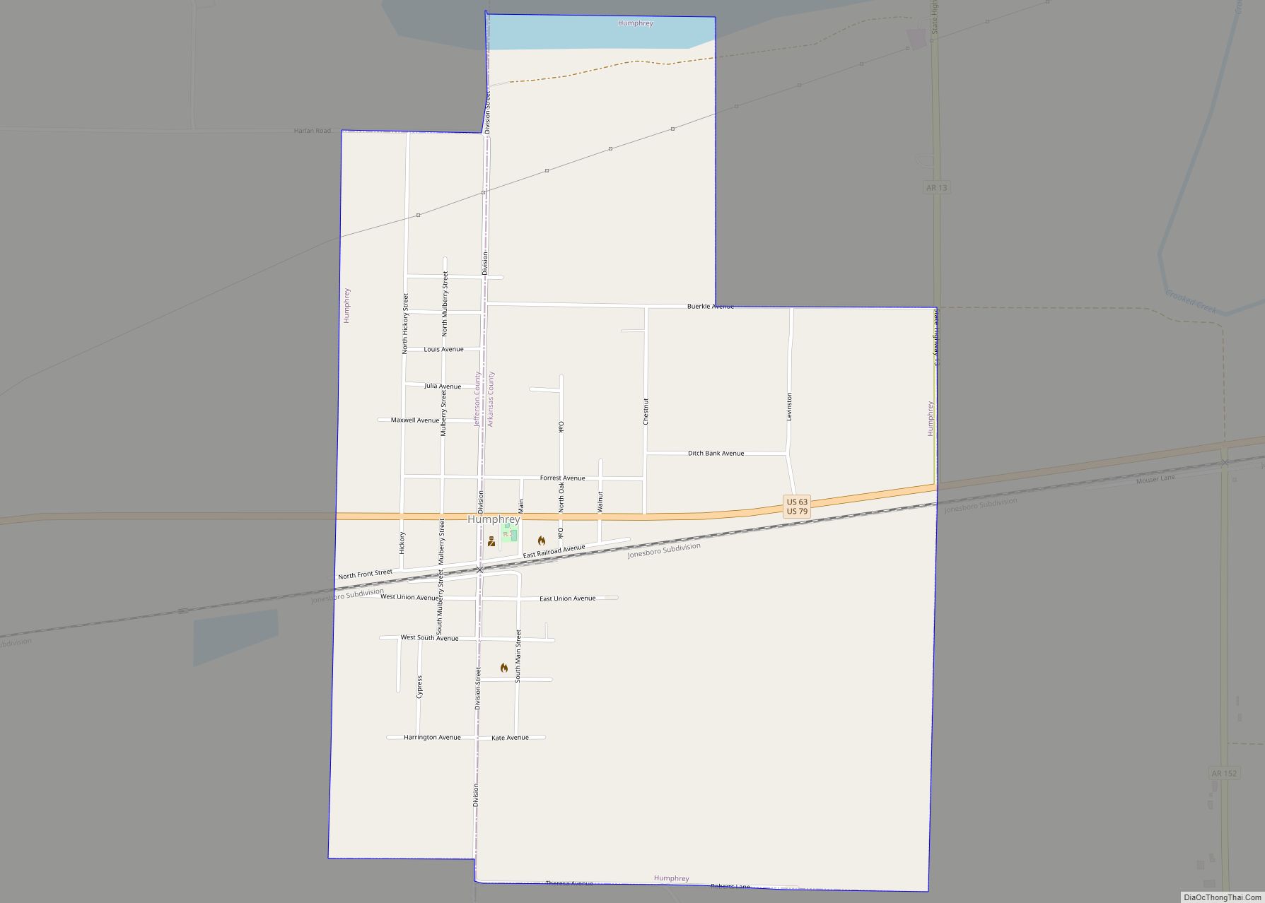 Map of Humphrey city