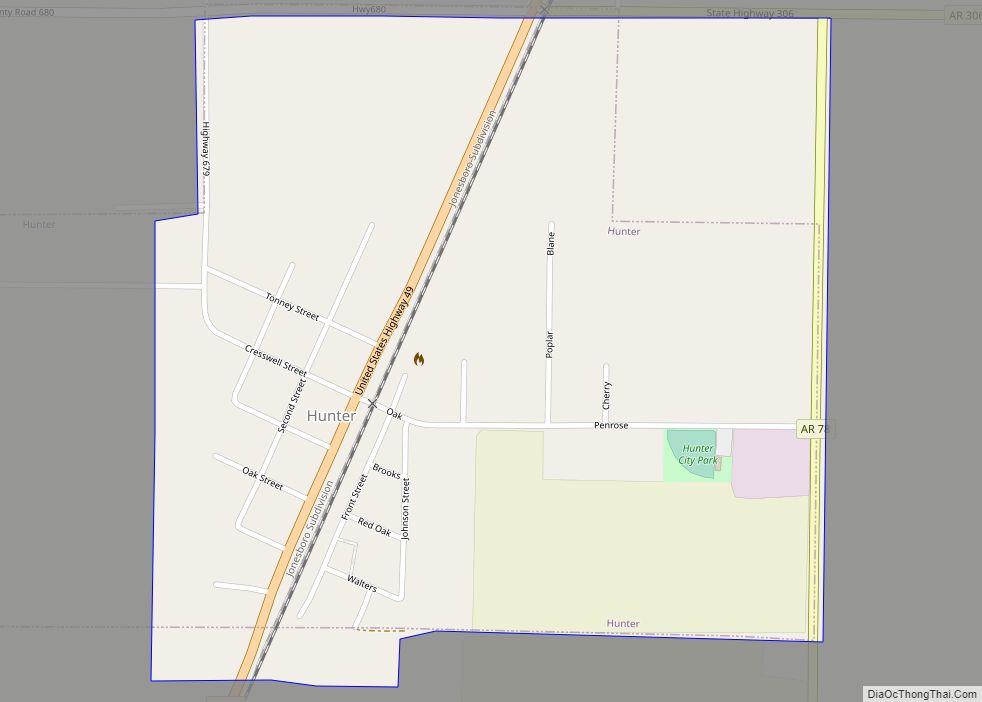 Map of Hunter town