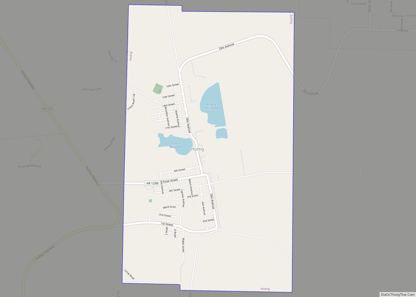 Map of Huttig city