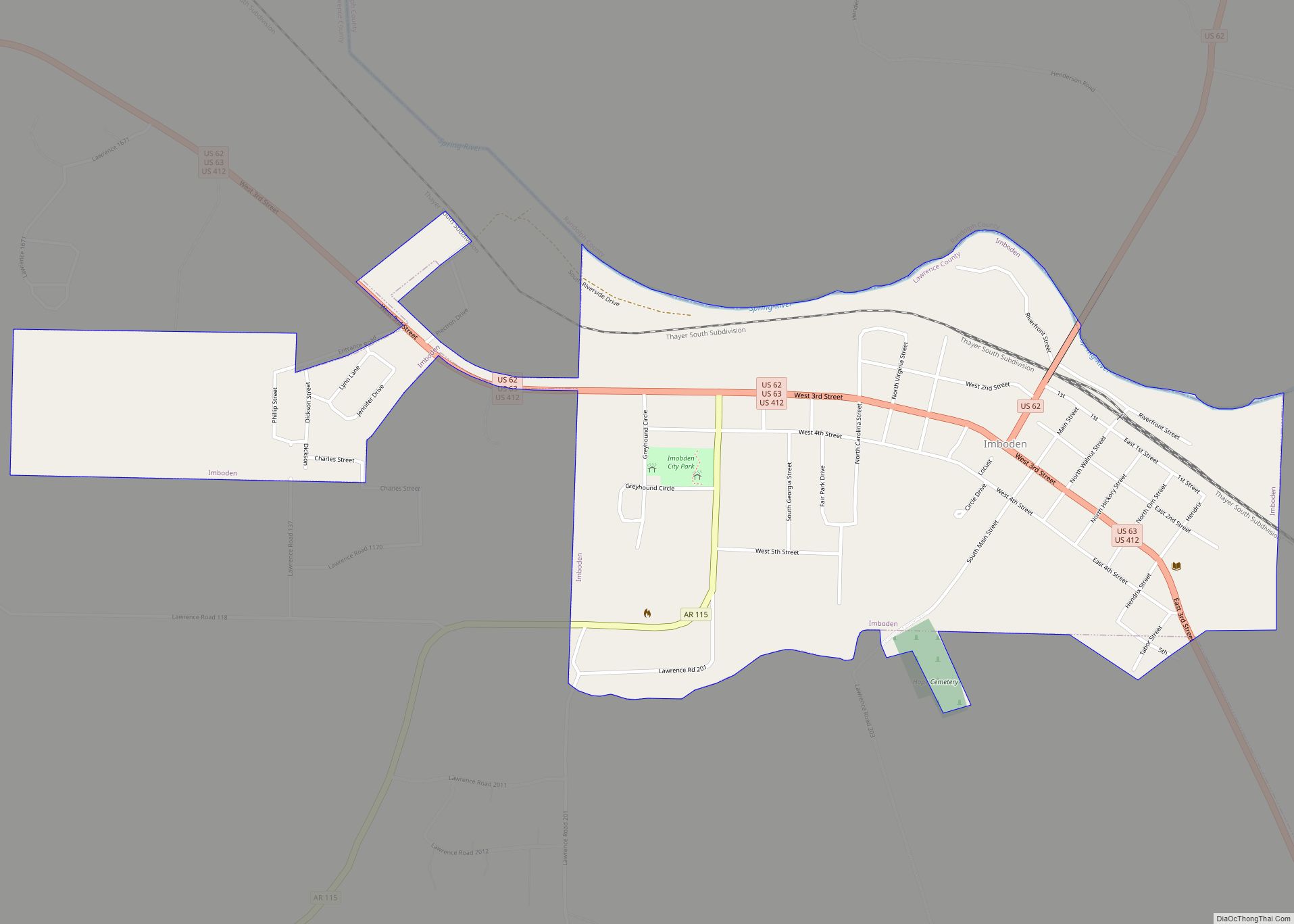 Map of Imboden town