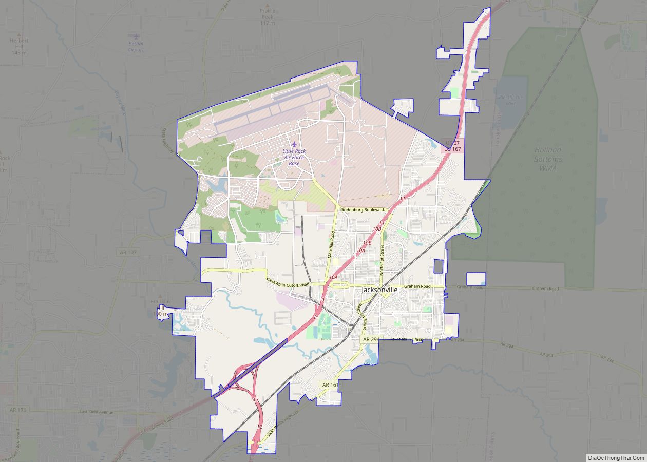 Map of Jacksonville city, Arkansas