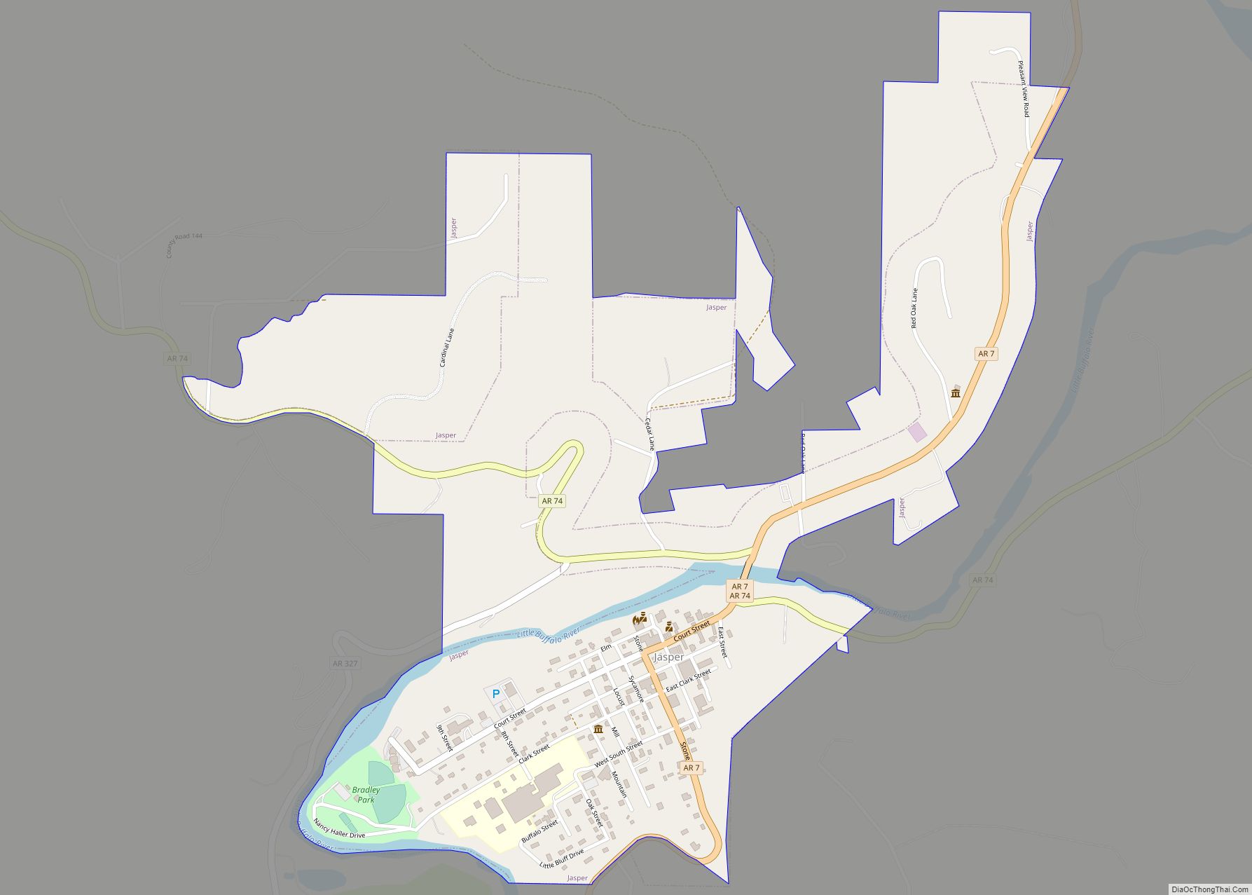Map of Jasper city, Arkansas