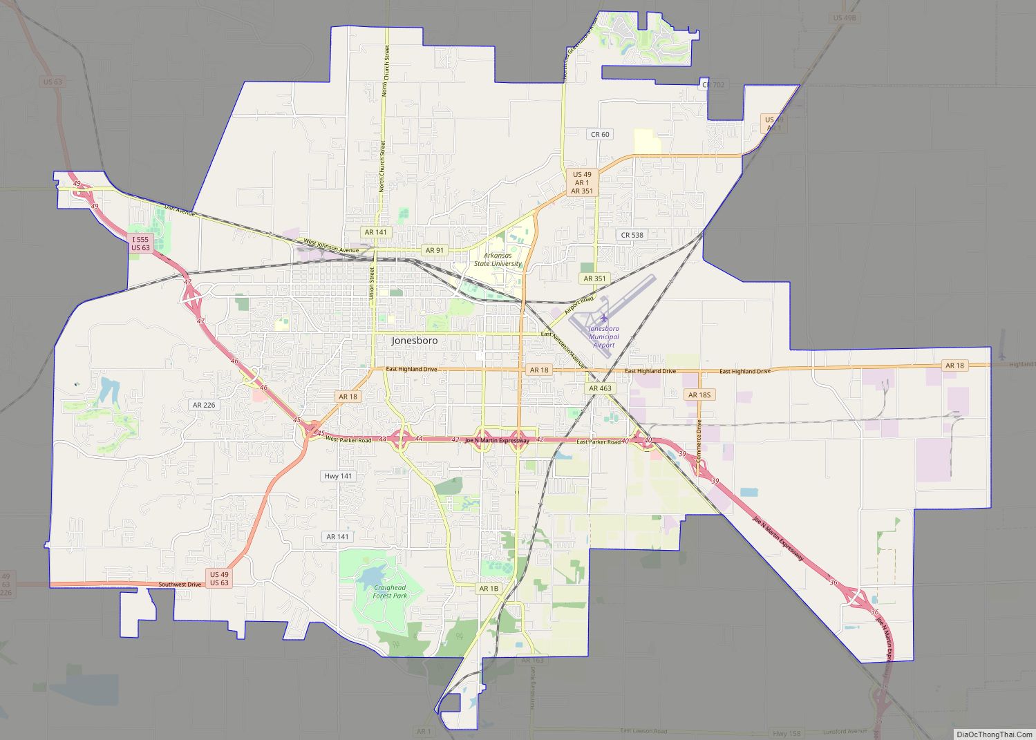 Map of Jonesboro city